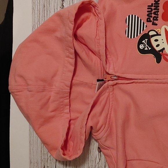 PAUL Frank original pink hoodie monkey zipper sweater Medium girl kids - Picture 4 of 9